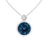 Angara Bezel-set London Blue Topaz Solitaire Pendant With Diamond In White Gold/deep Greenish Blue