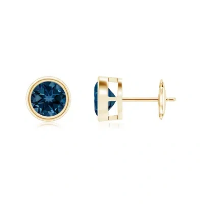 Angara Bezel-set London Blue Topaz Solitaire Stud Earrings