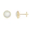 Angara Bezel Set Moonstone Solitaire Stud Earrings In Yellow Gold/white