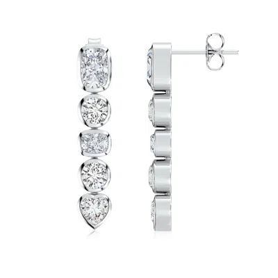 Angara Bezel-set Multi-shape Diamond Dangle Earrings