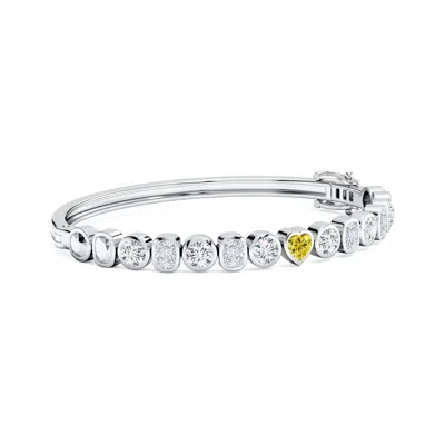 Angara Bezel-set Multi-shape Lab-grown Yellow And White Diamond Bangle
