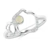Angara Bezel-set Opal Libra Floral Ribbon Ring With Diamond Accents In White Gold/milky With Medium Play Of Colour