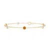 Angara Bezel-set Orange Sapphire & Diamond Station Bracelet In Yellow Gold/deep Orange