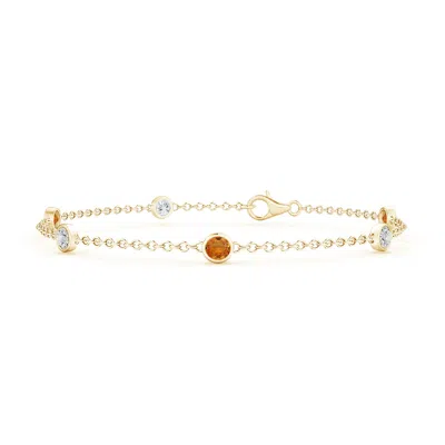 Angara Bezel-set Orange Sapphire & Diamond Station Bracelet
