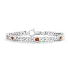 Angara Bezel-set Orange Sapphire Curb Chain Link Bracelet In White Gold/deep Bright Orange