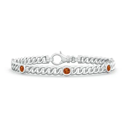 Angara Bezel-set Orange Sapphire Curb Chain Link Bracelet In Metallic