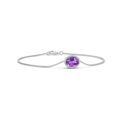 Angara Bezel-set Oval Amethyst Solitaire Chain Bracelet In Purple