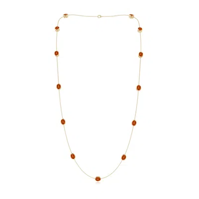 Angara Bezel-set Oval Citrine Long Station Necklace In Orange