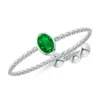 Angara Bezel-set Oval Emerald Bolo Ring In White Gold/rich Green