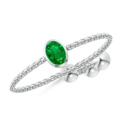Angara Bezel-set Oval Emerald Bolo Ring In Metallic