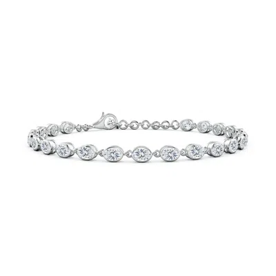 Angara Bezel-set Oval Lab-grown Diamond Tennis Bracelet In White