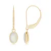 Angara Bezel Set Oval Moonstone Solitaire Drop Earrings In Yellow Gold/white