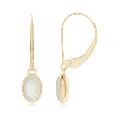 Angara Bezel Set Oval Moonstone Solitaire Drop Earrings In Gold