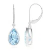 Angara Bezel-set Pear Aquamarine Leverback Drop Earrings In White Gold/light Swiss Blue