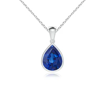 Angara Bezel-set Pear Blue Sapphire Solitaire Pendant