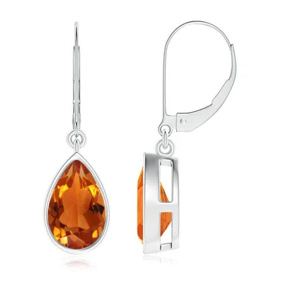 Angara Bezel-set Pear Citrine Leverback Drop Earrings In Orange
