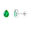 Angara Bezel-set Pear Emerald Solitaire Stud Earrings In White Gold/rich Medium Green
