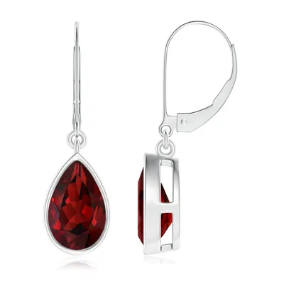Angara Bezel-set Pear Garnet Leverback Drop Earrings In Red