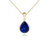 Angara Bezel-set Pear Lab-grown Blue Sapphire Solitaire Pendant In Yellow Gold/deep Rich Blue