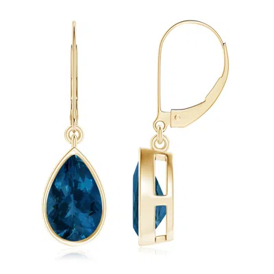 Angara Bezel-set Pear London Blue Topaz Leverback Drop Earrings In Gold