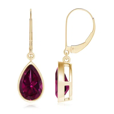 Angara Bezel-set Pear Rhodolite Leverback Drop Earrings In Purple