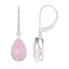 Angara Bezel-set Pear Rose Quartz Leverback Drop Earrings In White Gold/medium Pink