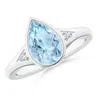 Angara Bezel-set Pear-shaped Aquamarine Ring With Diamonds