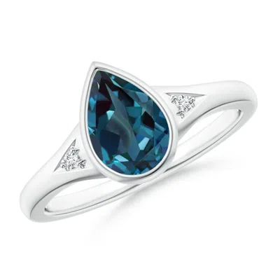 Angara Bezel-set Pear-shaped Lab-grown Alexandrite Ring With Diamonds In Metallic