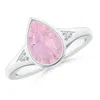 Angara Bezel-set Pear-shaped Rose Quartz Ring With Diamonds In White Gold/medium Dark Pink