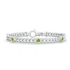 Angara Bezel-set Peridot Curb Chain Link Bracelet In White Gold/yellowish Green
