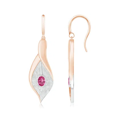 Angara Bezel Set Pink Sapphire Calla Lily Drop Earrings In Gold