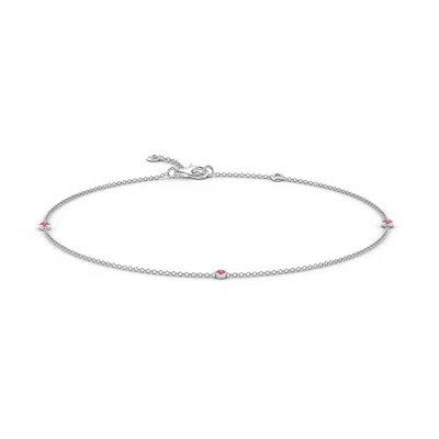 Angara Bezel-set Pink Sapphire Station Adjustable Ankle Bracelet In Metallic