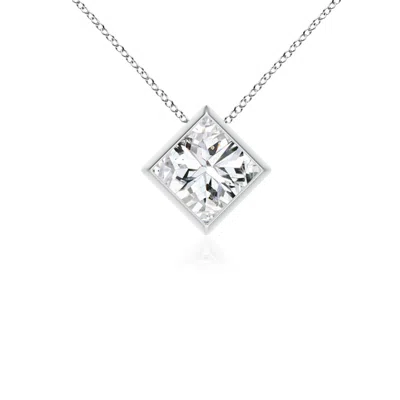 Angara Bezel-set Princess-cut Diamond Solitaire Pendant In White