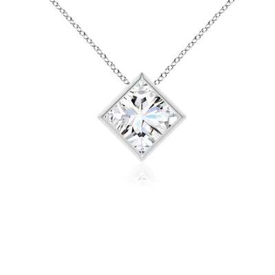 Angara Bezel-set Princess-cut Lab-grown Diamond Solitaire Pendant In Metallic