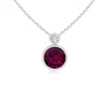 Angara Bezel-set Rhodolite Solitaire Pendant With Diamond In Platinum/vivid Purplish Red