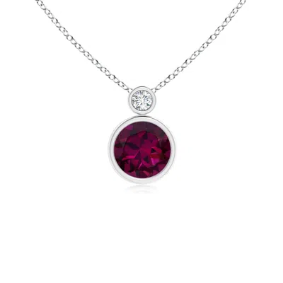 Angara Bezel-set Rhodolite Solitaire Pendant With Diamond In Green