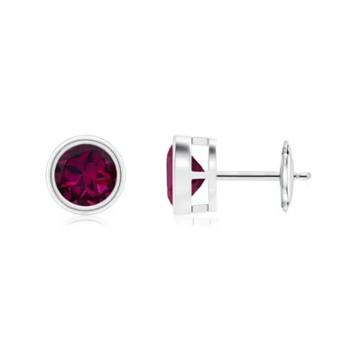 Angara Bezel-set Rhodolite Solitaire Stud Earrings In Purple