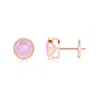 Angara Bezel-set Rose Quartz Solitaire Stud Earrings In Rose Gold/medium Dark Pink