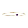 Angara Bezel-set Round Amethyst Chain Bracelet In Yellow Gold/dark Purple