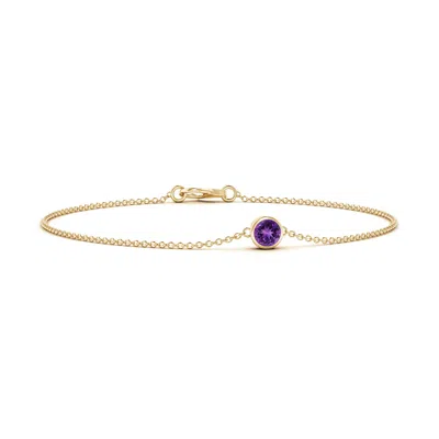 Angara Bezel-set Round Amethyst Chain Bracelet In Purple