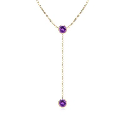 Angara Bezel-set Round Amethyst Lariat Style Necklace In Gold
