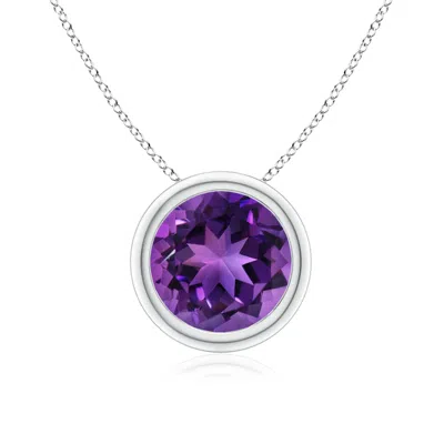 Angara Bezel-set Round Amethyst Solitaire Pendant In Metallic