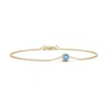 Angara Bezel-set Round Aquamarine Chain Bracelet In Yellow Gold/swiss Blue