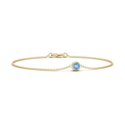 Angara Bezel-set Round Aquamarine Chain Bracelet In Blue