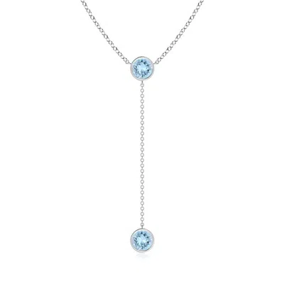 Angara Bezel-set Round Aquamarine Lariat Style Necklace In Metallic