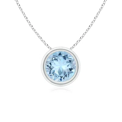 Angara Bezel-set Round Aquamarine Solitaire Pendant In Metallic