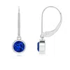Angara Bezel-set Round Blue Sapphire Leverback Drop Earrings In Platinum/deep Rich Blue