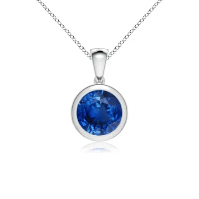 Angara Bezel-set Round Blue Sapphire Solitaire Pendant