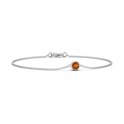 Angara Bezel-set Round Citrine Chain Bracelet In Orange