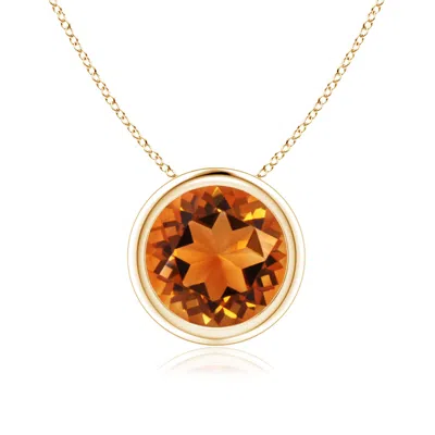 Angara Bezel-set Round Citrine Solitaire Pendant In Orange